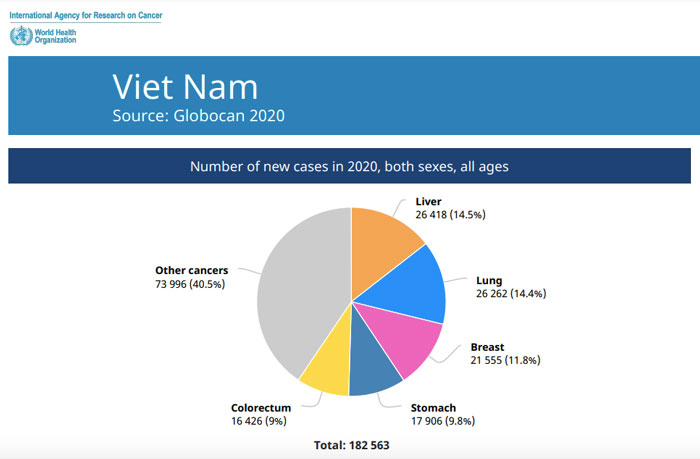 Thống kê ung thư đại tràng ở Việt Nam 2020