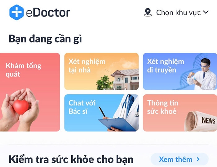 eDoctor là một trang web y tế, người cần kiểm tra có thể nhanh chóng liên hệ để nhân viên đến tận nhà lấy mẫu xét nghiệm.
