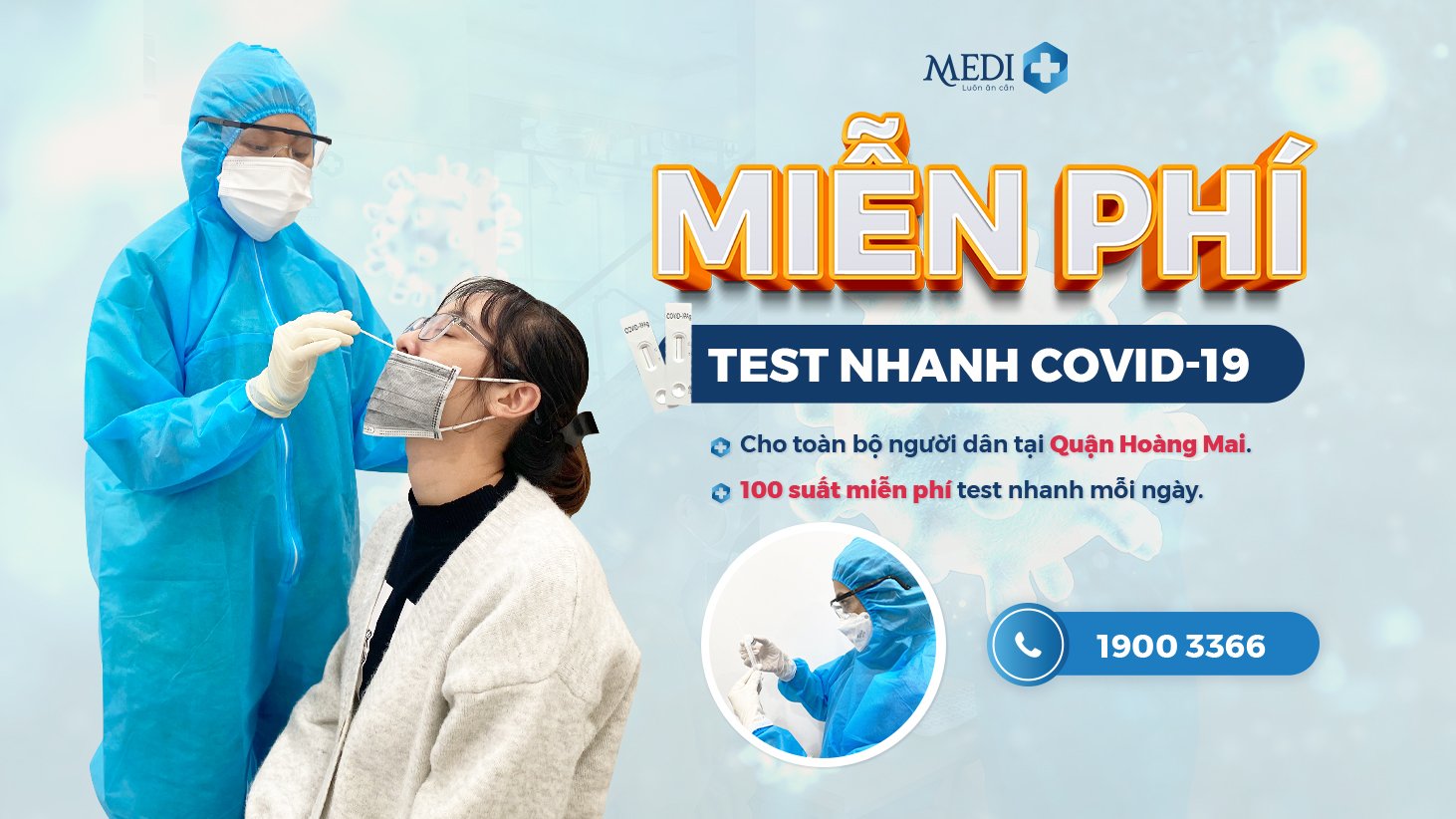 MEDIPLUS MIỄN PHÍ TEST NHANH COVID-19 CHO TOÀN BỘ NGƯỜI DÂN TẠI QUẬN HOÀNG MAI