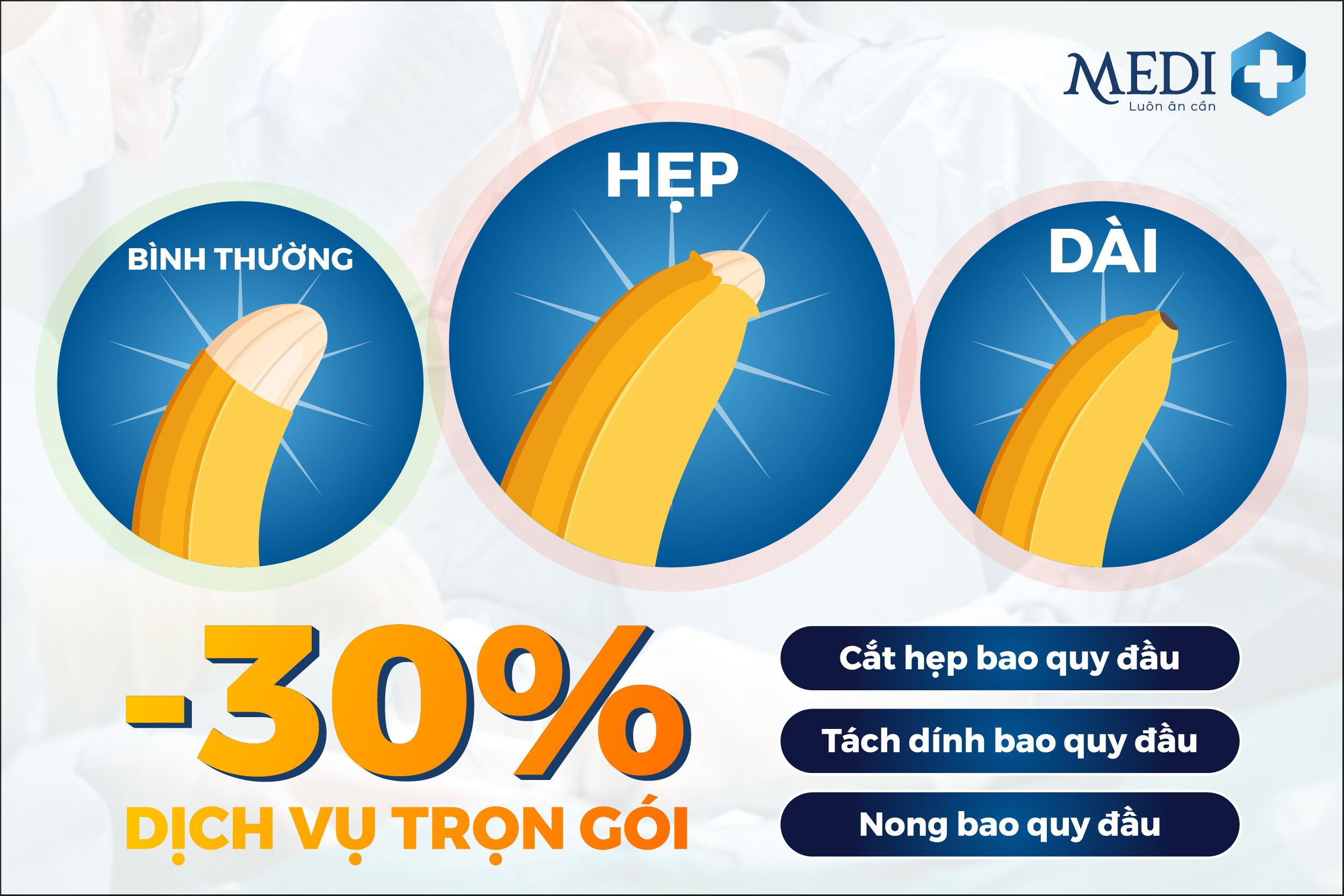 MEDIPLUS ưu đãi 30% toàn bộ các dịch vụ cắt bao quy đầu