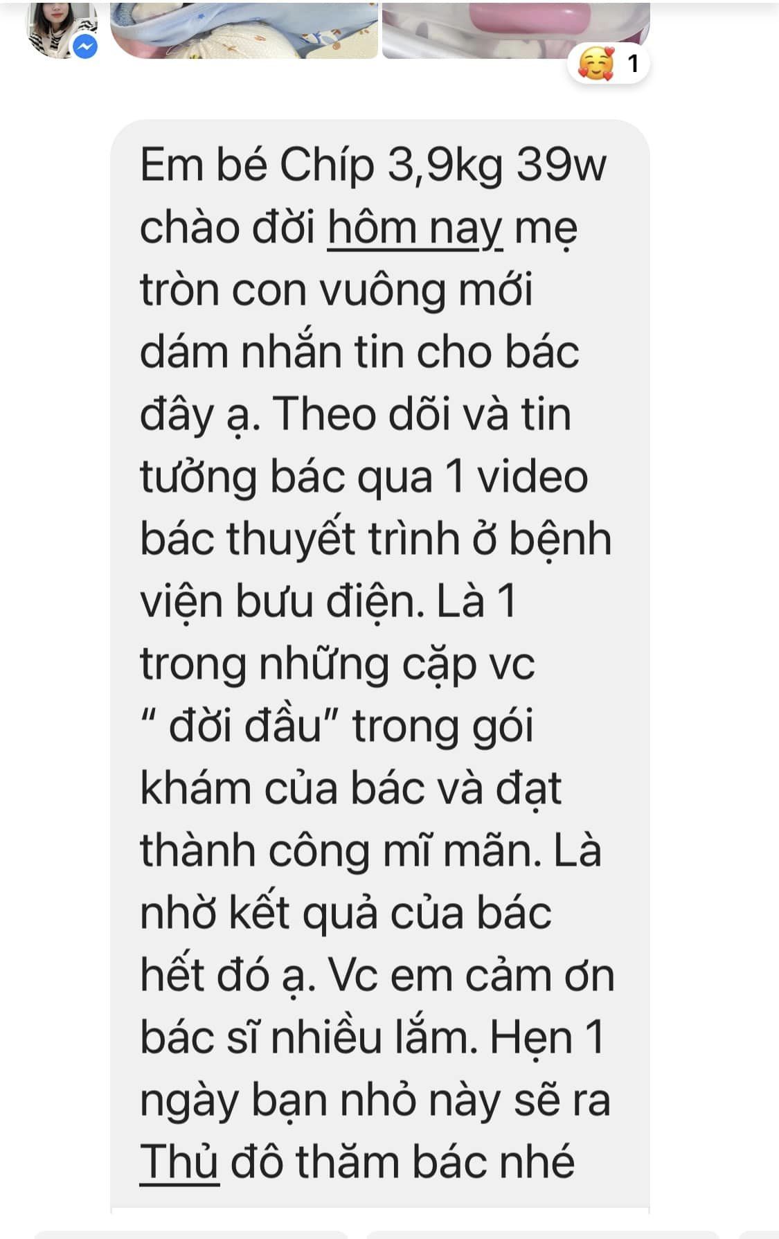 Chị L.T.T (46 tuổi, Hạ Long) - Bệnh nhân đầu tiên trong năm 2022 nhắn cảm ơn bác sĩ Hải vào ngày 9/12/2022