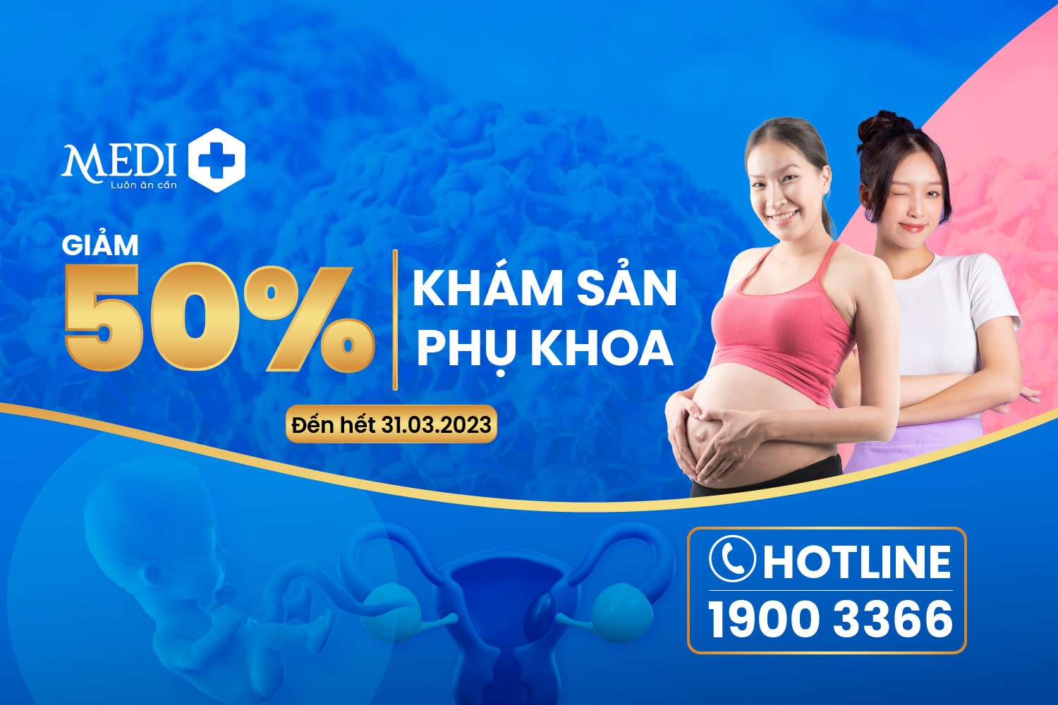 Liên hệ 1900 3366 đặt lịch trải nghiệm dịch vụ khám sản phụ khoa “hạng sang” với ưu đãi giảm giá vàng