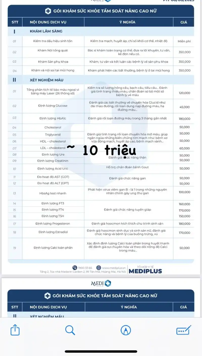 Gói khám sức khỏe tổng quát từ 10 triệu tại MEDIPLUS