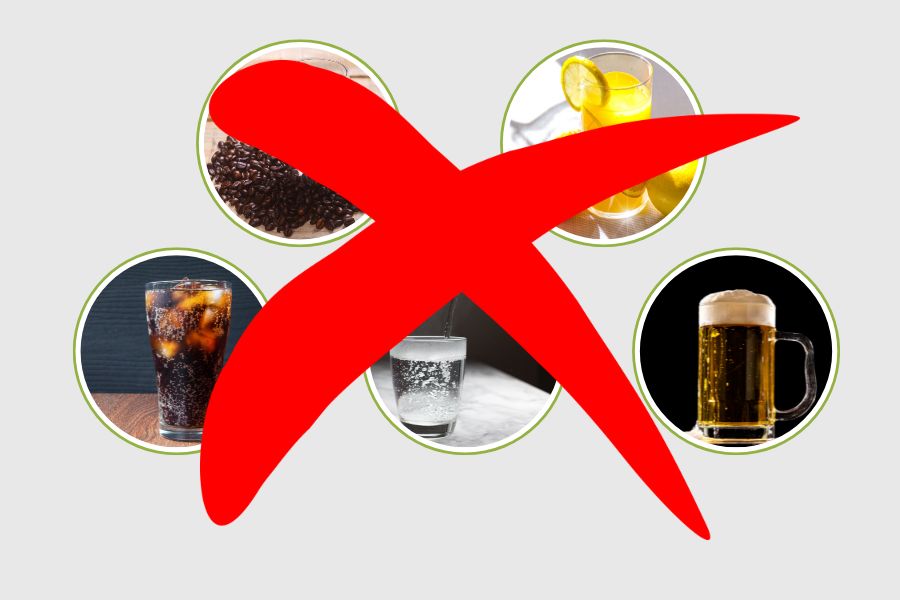 Tuyệt đối tránh các thực phẩm có tính axit và có ga